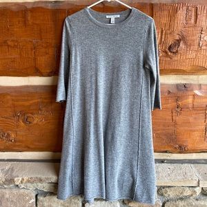 Autumn Cashmere Gray Cashmere Dress, 3/4 Sleeve